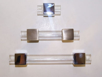 SignatureThings.com Brass Hardware Modern Cube Appliance Lucite Handles - 3/4" D