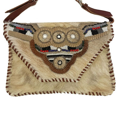 Bull Head Hair on Leather Clutch