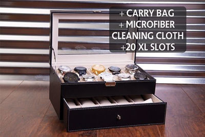 Extra Large 20 Slots Personalized Watch Box Leather Storage Extra Large 20 Piece Personalized Watch Box Leatherette Case