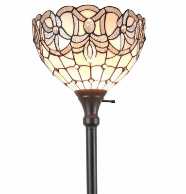 Tiffany Style White Color Torchiere Floor Lamp 72 Inches Tall