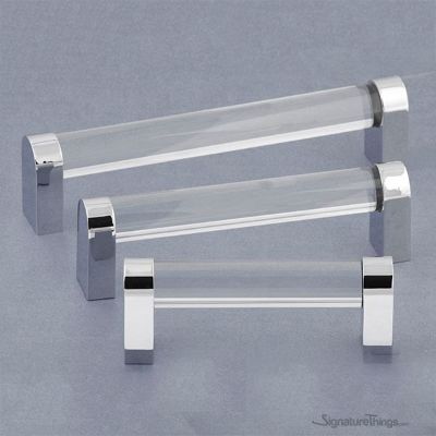 SignatureThings.com Brass Hardware Crystal D Shape Cabinet Pulls
