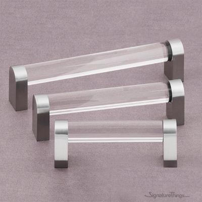 SignatureThings.com Brass Hardware Crystal D Shape Cabinet Pulls