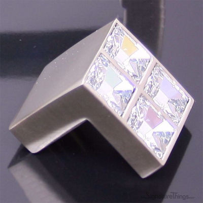 SignatureThings.com Brass Hardware Clear Square Swarovski Pulls