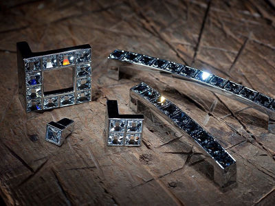 SignatureThings.com Brass Hardware Clear Square Swarovski Pulls