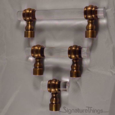 SignatureThings.com Brass Hardware 3/4" D Classic Barrel Ring Lucite Pulls