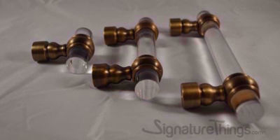 SignatureThings.com Brass Hardware 3/4" D Classic Barrel Ring Lucite Pulls
