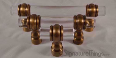 SignatureThings.com Brass Hardware 3/4" D Classic Barrel Ring Lucite Pulls