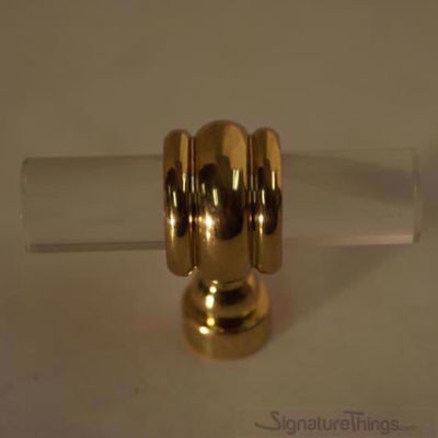 SignatureThings.com Brass Hardware Barrel Retro Ridged Ring Lucite Pulls - 1/2" Dia