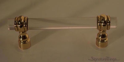 SignatureThings.com Brass Hardware Barrel Retro Ridged Ring Lucite Pulls - 1/2" Dia