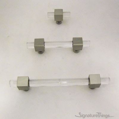 SignatureThings.com Brass Hardware Cube and Crown Base Lucite Drawer Pulls - 1/2 D