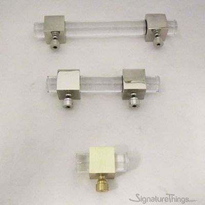 SignatureThings.com Brass Hardware Modern Cube and Crown Lucite Cabinet Pulls - 3/4" Dia