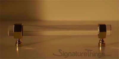 SignatureThings.com Brass Hardware Hex Ring Lucite and Brass Drawer Pulls - 3/4" Dia
