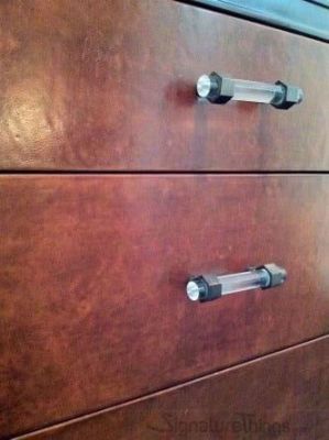 SignatureThings.com Brass Hardware Hex Ring Lucite and Brass Drawer Pulls - 3/4" Dia