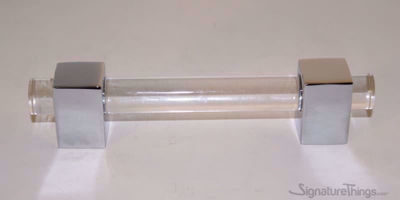 SignatureThings.com Brass Hardware Modern Cube Lucite Cabinet Pulls - 3/4" Dia