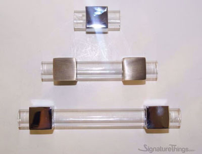SignatureThings.com Brass Hardware Modern Cube Lucite Cabinet Pulls - 3/4" Dia