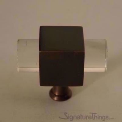 SignatureThings.com Brass Hardware Modern Cylindrical Post Lucite Drawer Pulls - 3/4" Dia