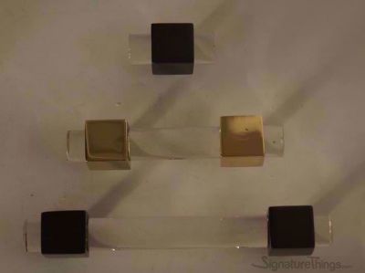 SignatureThings.com Brass Hardware Modern Cylindrical Post Lucite Drawer Pulls - 3/4" Dia