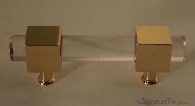 SignatureThings.com Brass Hardware Modern Cylindrical Post Lucite Drawer Pulls - 3/4" Dia