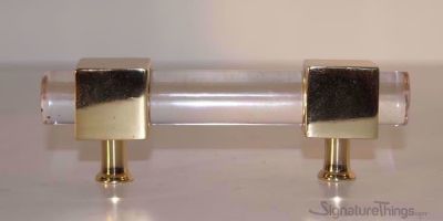 SignatureThings.com Brass Hardware Modern Cylindrical Post Lucite Drawer Pulls - 3/4" Dia