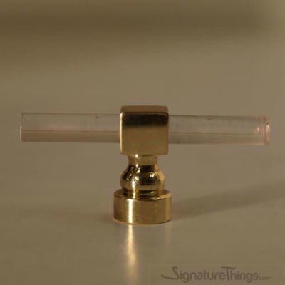SignatureThings.com Brass Hardware Modern Square Ring Lucite Brass Pulls - 1/4" Dia