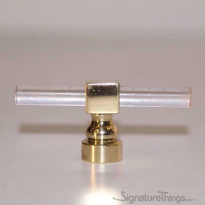 SignatureThings.com Brass Hardware Modern Square Ring Lucite Brass Pulls - 1/4" Dia