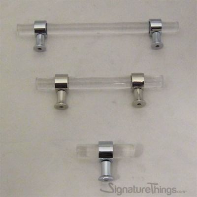 SignatureThings.com Brass Hardware Plain Ring Cylindrical Post Lucite Drawer Pulls - 1/2" Dia