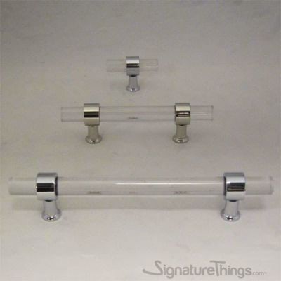 SignatureThings.com Brass Hardware Plain Ring Cylindrical Post Lucite Drawer Pulls - 1/2" Dia