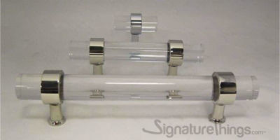 SignatureThings.com Brass Hardware Plain Ring Cylindrical Post Lucite Pulls - 3/4" Dia
