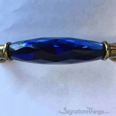 SignatureThings.com Brass Hardware Blue Glass Crystal Cabinet Pull