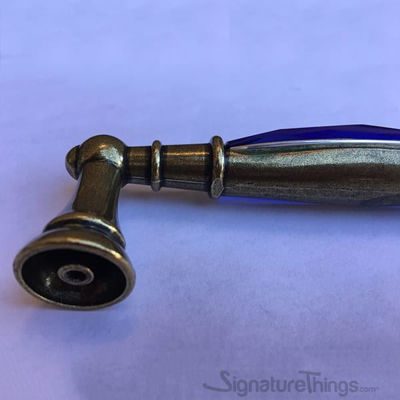 SignatureThings.com Brass Hardware Blue Glass Crystal Cabinet Pull