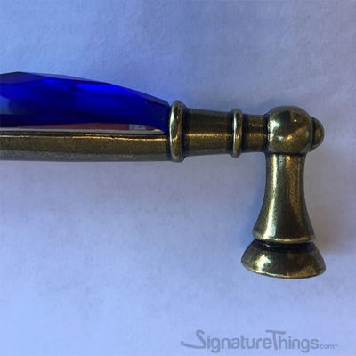 SignatureThings.com Brass Hardware Blue Glass Crystal Cabinet Pull