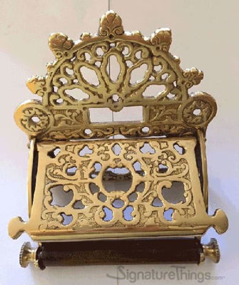 SignatureThings | Victorian Toilet Paper Holder - Brass Tissue Holder
