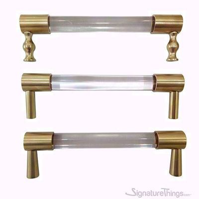 SignatureThings.com Brass Hardware Lucite Door Handle - 3/4 Dia Brass Closed End