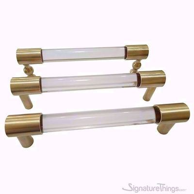 SignatureThings.com Brass Hardware Lucite Door Handle - 3/4 Dia Brass Closed End