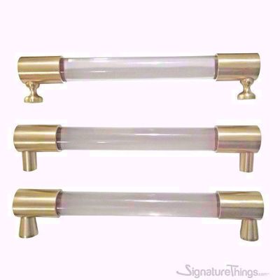 SignatureThings.com Brass Hardware Closed End Lucite and Brass Drawer Pulls