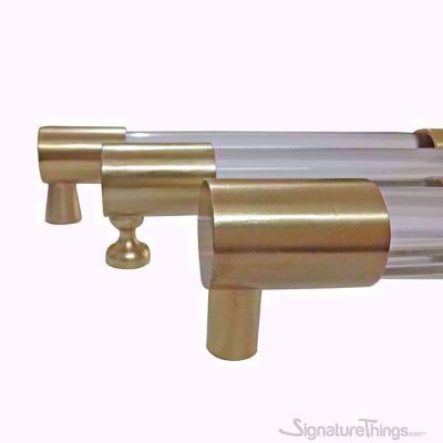 SignatureThings.com Brass Hardware Closed End Lucite and Brass Drawer Pulls
