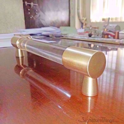 SignatureThings.com Brass Hardware Closed End Lucite and Brass Drawer Pulls