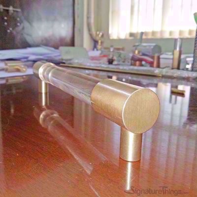 SignatureThings.com Brass Hardware Closed End Lucite and Brass Drawer Pulls