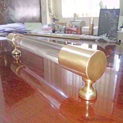 SignatureThings.com Brass Hardware Closed End Lucite and Brass Drawer Pulls