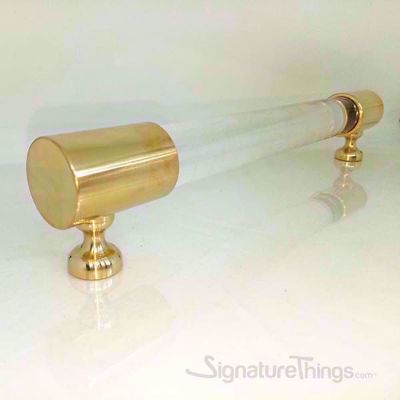 SignatureThings.com Brass Hardware Closed End Lucite and Brass Drawer Pulls
