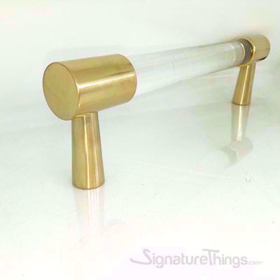 SignatureThings.com Brass Hardware Lucite Door Handle - 3/4 Dia Brass Closed End
