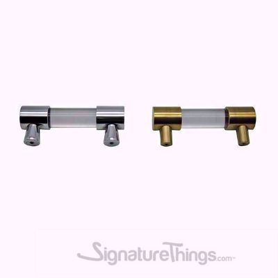 SignatureThings.com Brass Hardware Closed End Lucite and Brass Drawer Pulls