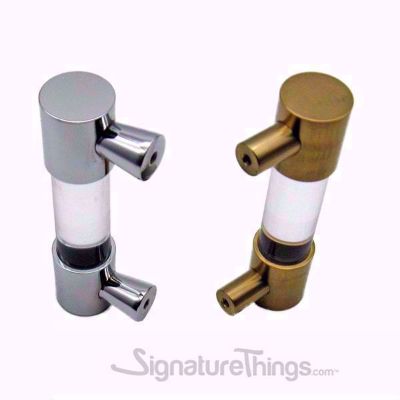 SignatureThings.com Brass Hardware Closed End Lucite and Brass Drawer Pulls