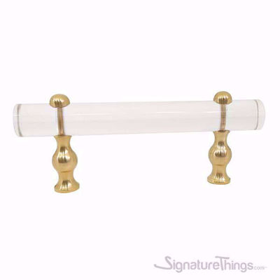 SignatureThings.com Brass Hardware Shaped Lucite and Brass Pull - 3/4 D Spherical/ Flat End