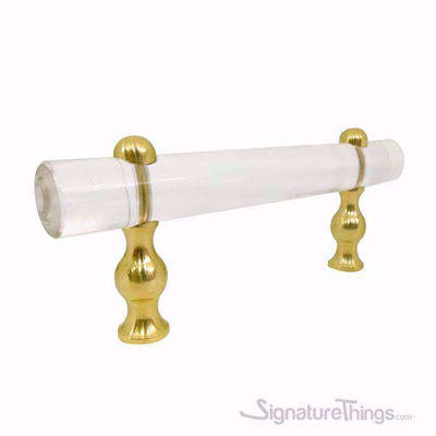 SignatureThings.com Brass Hardware Shaped Lucite and Brass Pull - 3/4 D Spherical/ Flat End