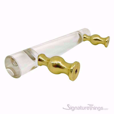 SignatureThings.com Brass Hardware Shaped Lucite and Brass Pull - 3/4 D Spherical/ Flat End
