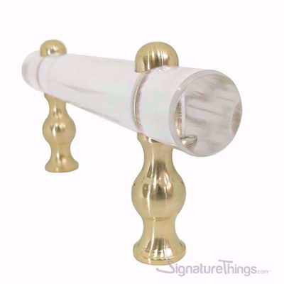 SignatureThings.com Brass Hardware Shaped Lucite and Brass Pull - 3/4 D Spherical/ Flat End