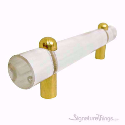 SignatureThings.com Brass Hardware Shaped Lucite and Brass Pull - 3/4 D Spherical/ Flat End