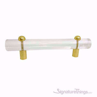 SignatureThings.com Brass Hardware Shaped Lucite and Brass Pull - 3/4 D Spherical/ Flat End
