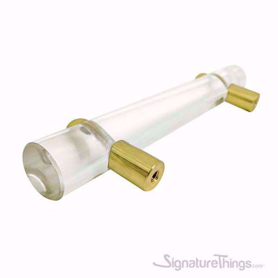 SignatureThings.com Brass Hardware Shaped Lucite and Brass Pull - 3/4 D Spherical/ Flat End
